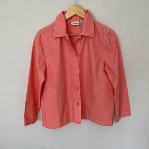 APPLESEED'S Women's Size PM Petite Lightweight Boxy Jacket Pockets Coral NEW